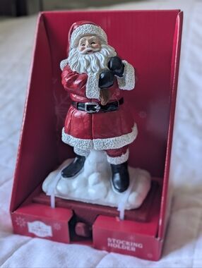 NWT - Red and Black Santa Stocking Holder Figurine